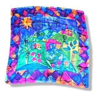 Avon Vintage Multicolored Hot Air Balloons Silk Scarf - OS